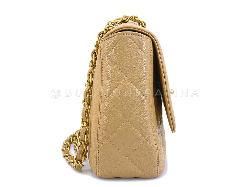 Chanel Vintage Beige Curved Caviar Jumbo Flap Bag 24k GHW Classic 2001 MQV