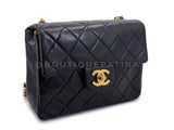 Chanel 1990 Vintage Black Square Mini Flap Bag 24k GHW Lambskin Y3G