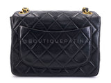 Chanel 1990 Vintage Black Square Mini Flap Bag 24k GHW Lambskin Y3G