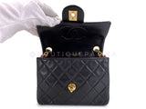 Chanel 1990 Vintage Black Square Mini Flap Bag 24k GHW Lambskin Y3G