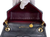 Chanel 1990 Vintage Black Square Mini Flap Bag 24k GHW Lambskin Y3G