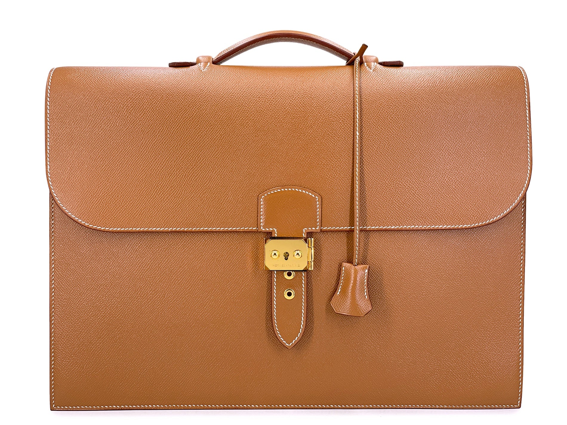 Porte-documents Hermès Sac à Dépêche En Cuir Gold - Occasion - Sacoche Homme Luxe