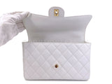 Chanel Vintage White Caviar Medium Classic Flap Bag "Wooden" HW 1999 SZZ