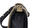 Chanel Micro Chain Boy Black Old Medium 2017 GHW Flap Lambskin Bag NPM