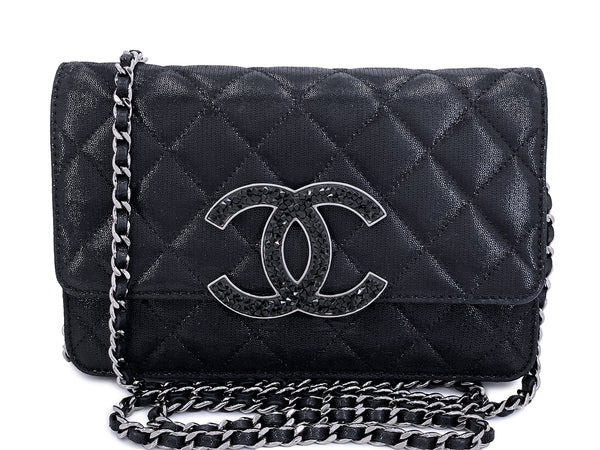 Chanel Strass Crystal WOC Wallet on Chain Flap BAg 11A CC Logo RHW XZL