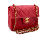 Chanel Vintage Red Square Mini Flap Bag 1989 24k GHW Lambskin Y0F