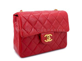 Chanel Vintage Red Square Mini Flap Bag 1989 24k GHW Lambskin Y0F