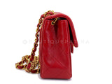 Chanel Vintage Red Square Mini Flap Bag 1989 24k GHW Lambskin Y0F