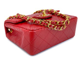 Chanel Vintage Red Square Mini Flap Bag 1989 24k GHW Lambskin Y0F