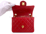 Chanel Vintage Red Square Mini Flap Bag 1989 24k GHW Lambskin Y0F