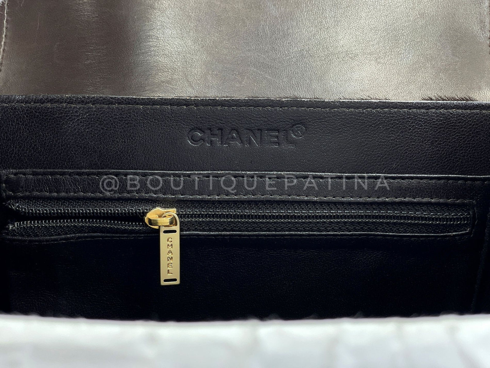 Chanel Vintage Brown Giraffe Pony Hair Flap Bag Medium Accordion