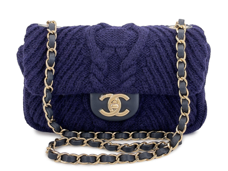 Chanel Paris-Hamburg Cable Knit Sweater Rectangular Mini Flap Bag NQR