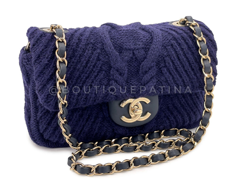 Chanel Paris-Hamburg Cable Knit Sweater Rectangular Mini Flap Bag NQR