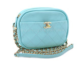 Chanel Tiffany Blue Light Teal Goatskin Camera Bag GHW FI1