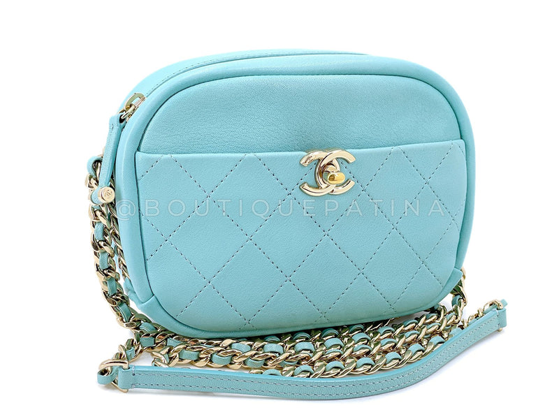 Chanel Tiffany Blue Light Teal Goatskin Camera Bag GHW FI1