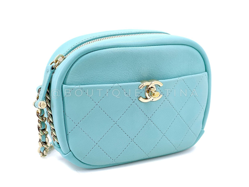 Chanel Tiffany Blue Light Teal Goatskin Camera Bag GHW FI1