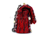 Chanel Red Fringe Tweed Charms Medium Classic Double Flap Bag SHW SEM