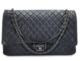 Chanel 2016 Black Grained Calfskin Airlines XXL Flap Bag RVX