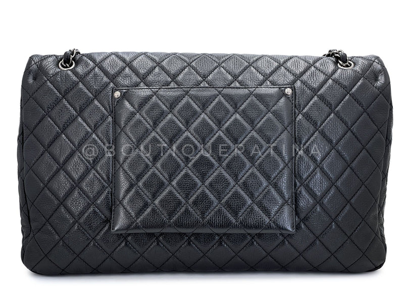 Chanel 2016 Black Grained Calfskin Airlines XXL Flap Bag RVX