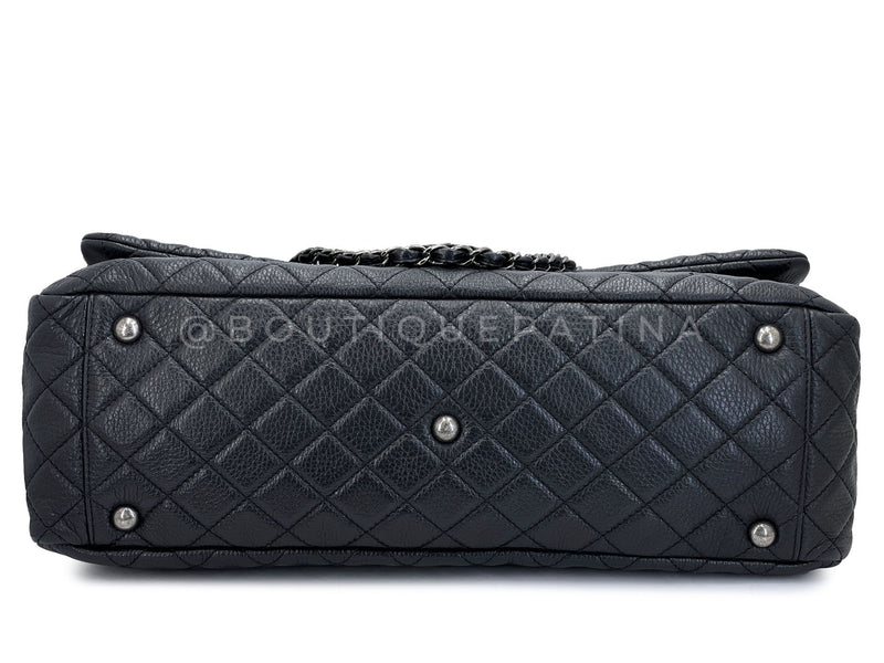 Chanel 2016 Black Grained Calfskin Airlines XXL Flap Bag RVX