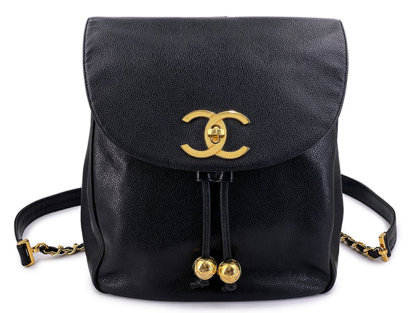 Chanel Vintage Black Caviar Backpack Bag Oversized CC 24k GHW 1T7