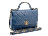 Chanel 19 Slate Blue Infinity Top Handle Crossbody Flap Bag GG5