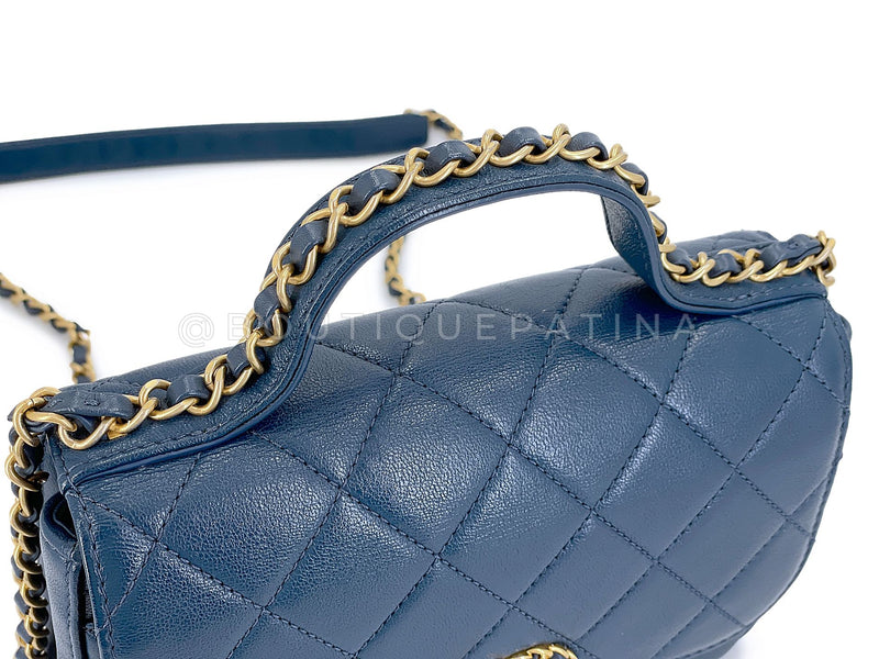 Chanel 19 Slate Blue Infinity Top Handle Crossbody Flap Bag GG5