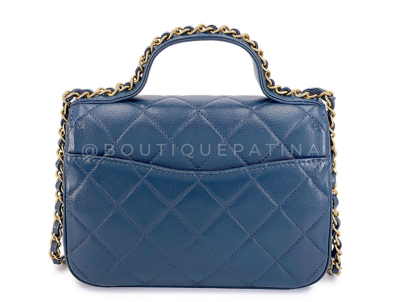 Chanel 19 Slate Blue Infinity Top Handle Crossbody Flap Bag GG5