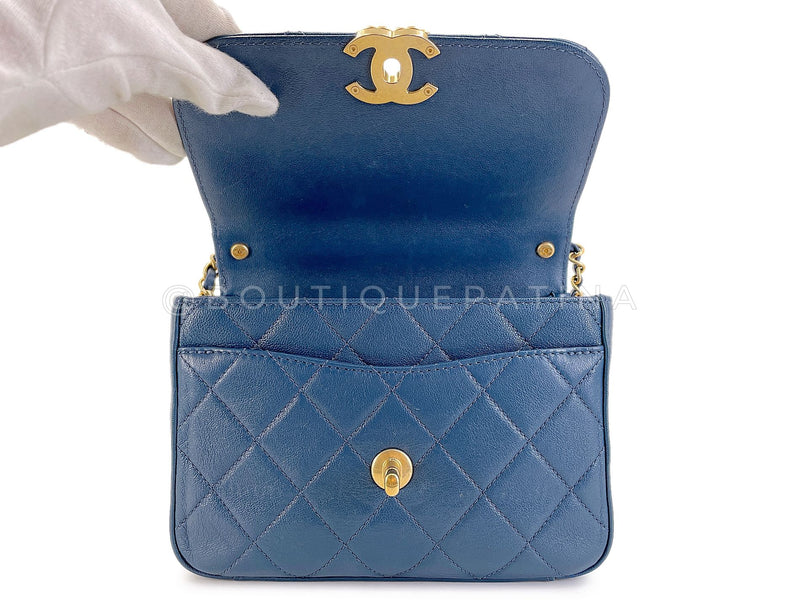 Chanel 19 Slate Blue Infinity Top Handle Crossbody Flap Bag GG5