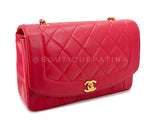 Chanel Vintage Red Diana Flap Bag Medium Lambskin 24k GHW 1994 44T