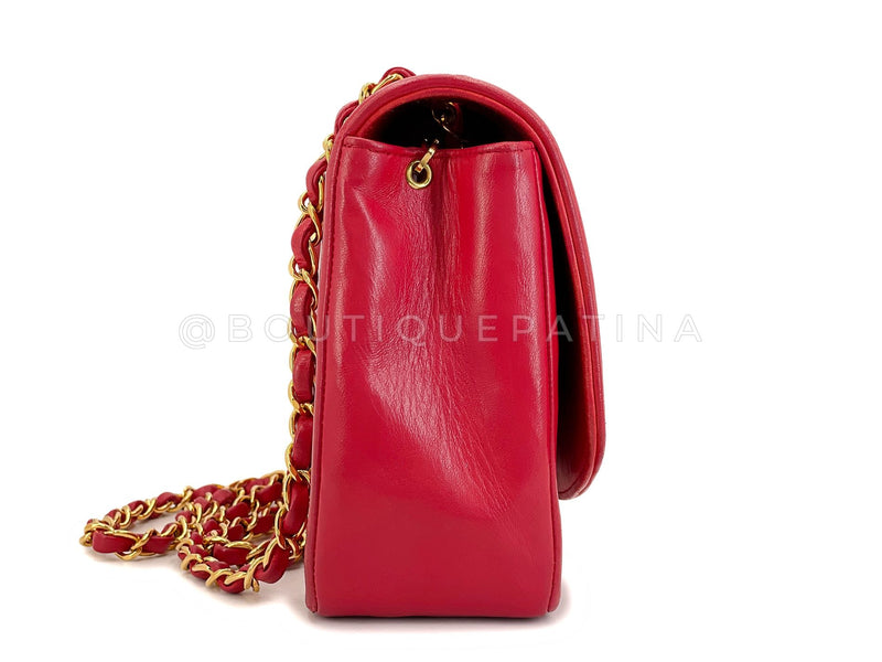 Chanel Vintage Red Diana Flap Bag Medium Lambskin 24k GHW 1994 44T