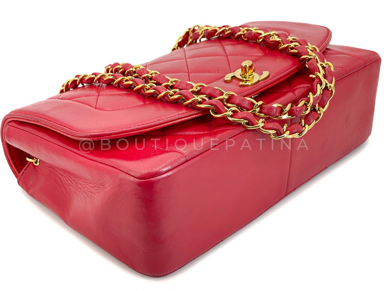 Chanel Vintage Red Diana Flap Bag Medium Lambskin 24k GHW 1994 44T