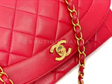 Chanel Vintage Red Diana Flap Bag Medium Lambskin 24k GHW 1994 44T