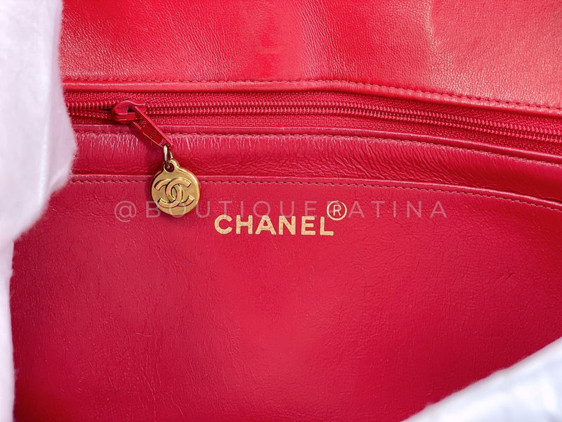 Chanel Vintage Red Diana Flap Bag Medium Lambskin 24k GHW 1994 44T