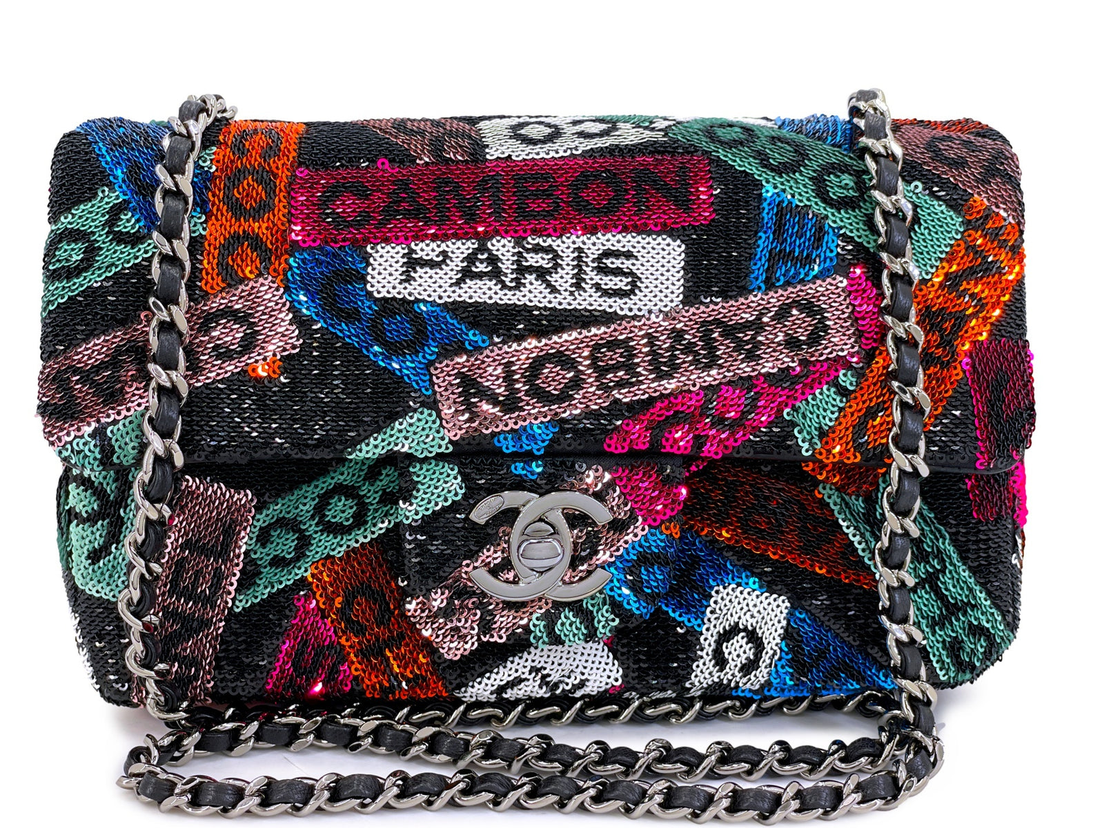 Chanel Rainbow Glitter-Sequin Mini Flap Bag 24C Multicolor