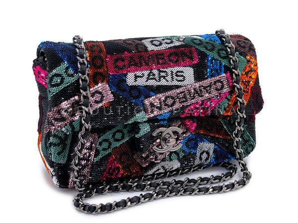 Chanel Rainbow Glitter-Sequin Mini Flap Bag 24C Multicolor Rectangular RHW