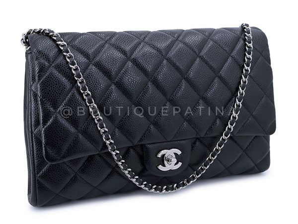 Chanel Black Caviar Clutch with Chain Timeless Flap Bag SHW 2012