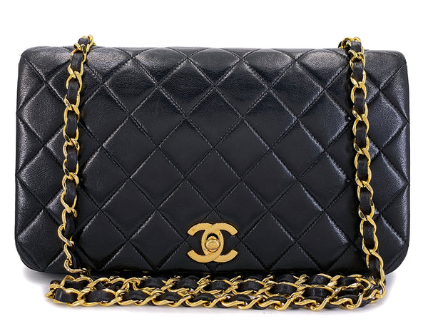 Chanel Vintage 1990 Black Lambskin Timeless Full Flap Bag 24k GHW