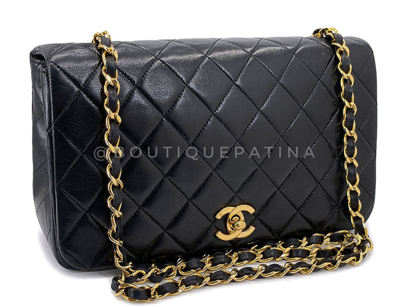 Chanel Vintage 1990 Black Lambskin Timeless Full Flap Bag 24k GHW XQF