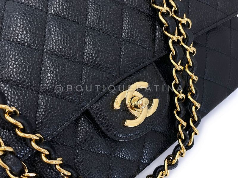 Chanel 2007 Vintage Black Caviar Medium Classic Double Flap Bag 24k GHW D3R