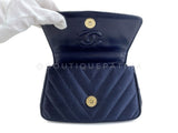 Chanel Vintage Gripoix Flap Bag Jeweled Navy Blue Chevron Satin 24k GHW XSO