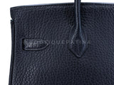 Hermès Fjord HAC Birkin 32 Blue-Black Nuit PHW Bag Q43