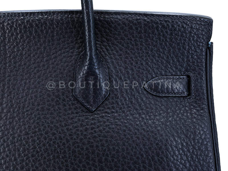 Hermès Fjord HAC Birkin 32 Blue-Black Nuit PHW Bag Q43