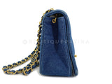 Chanel Vintage Denim Full Flap Bag 24k GHW 1990 Blue Classic 5CT