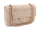 Pristine Rare Chanel 2006 Vintage Tweed Pink Medium Classic Double Flap Bag 24k GHW FHR