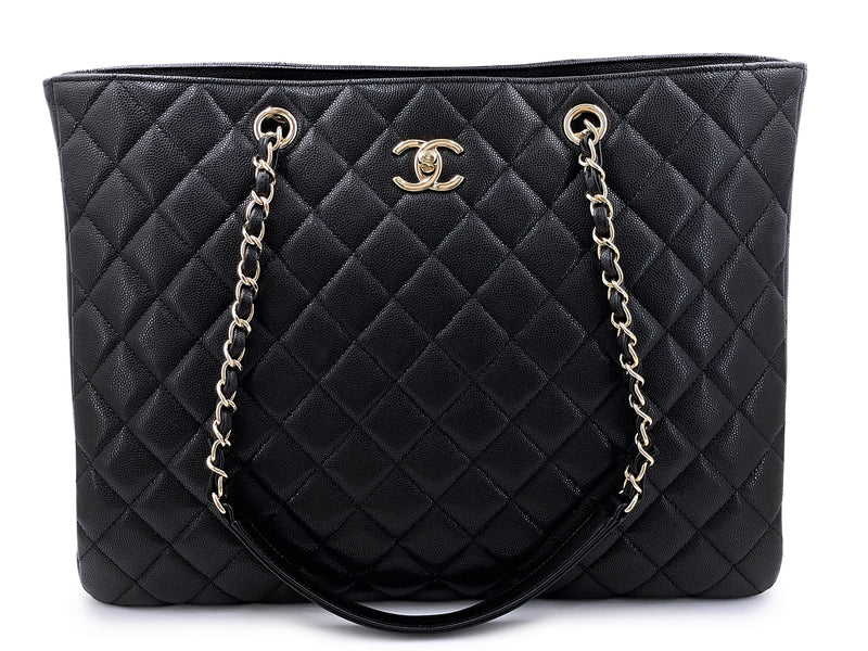 Chanel Black Caviar Timeless Clasp Shopper Tote Bag GHW 0JD