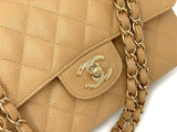 Chanel Vintage Beige Caviar Small Classic Flap, Double 24k GHW Bag 2004 GVI