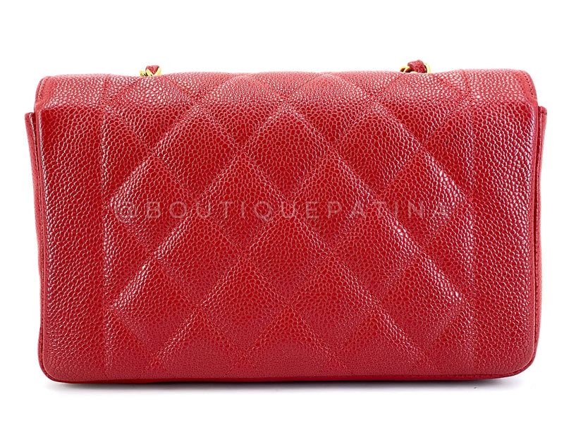 Chanel 1994 Vintage Red Caviar Small Diana Flap Bag 24k GHW YRN