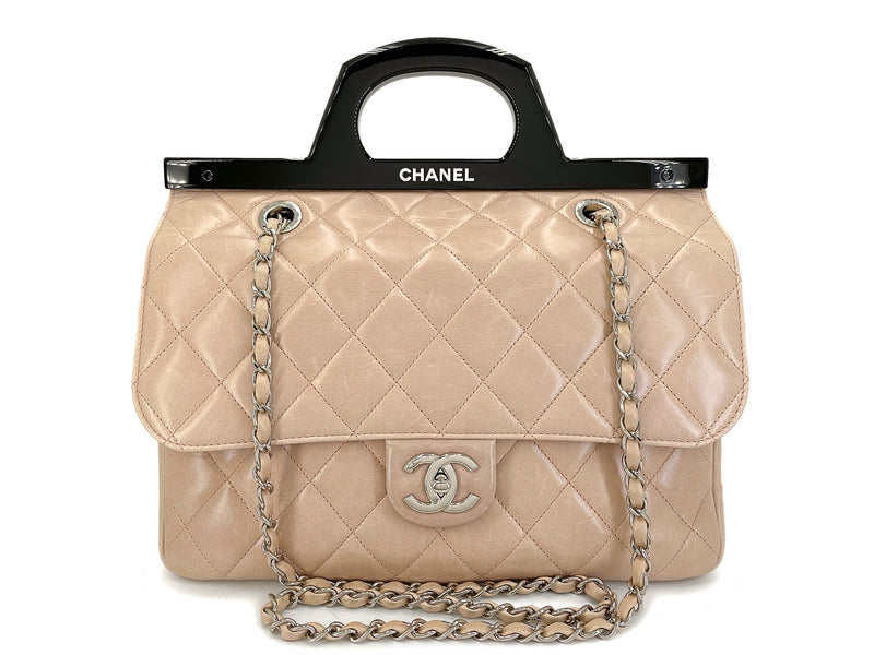 Chanel Resin Handle Beige Delivery Jumbo Flap Bag 2014 SHW 21I