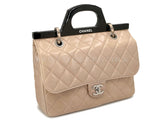 Chanel Resin Handle Beige Delivery Jumbo Flap Bag 2014 SHW 21I